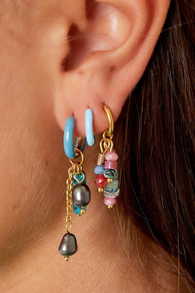 Pendientes con dije largo de colores Color dorado Acero inoxidable h5 Imagen3